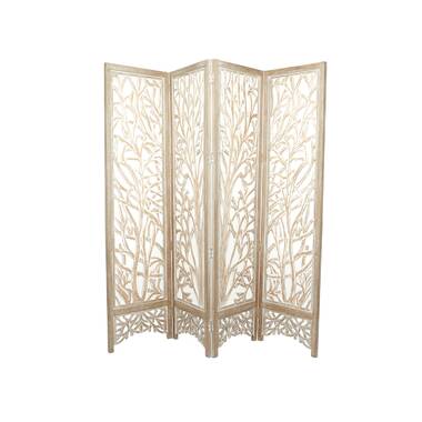 7 ft. Brass 3 Panel Geometric Hinged Foldable Partition Room Divider Screen