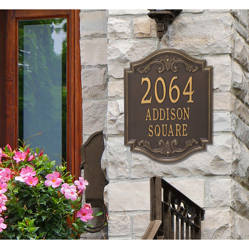 Signature Series 3-Line Wall Address Plaque, Bronze, Gold, Yes