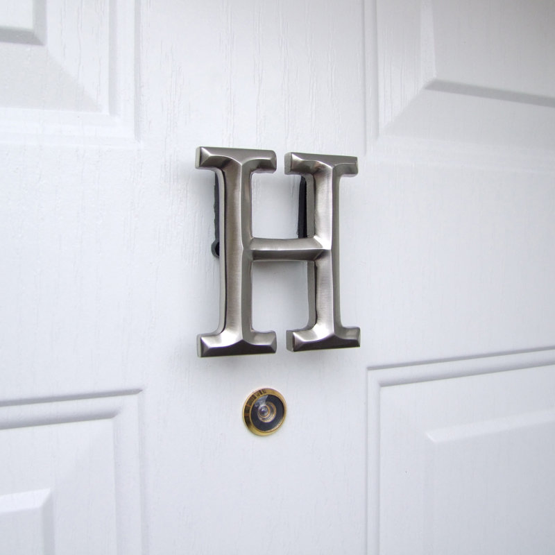 Heurtoir de porte lettre monogramme, Nickel, H