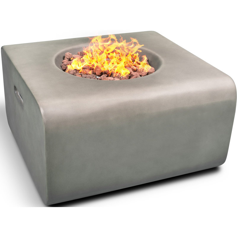 Lavish Garden & Patio Gas Fire Pit With Eco-Stone Finish, Dark Grey
