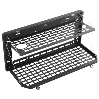 Table de hayon, pour Jeep Wrangler JL de 2019 à aujourd'hui, 100 lb, panneau rabattable à double couche en acier au carbone Molle, table de rangement de porte-bagages arrière, porte-bagages, accessoires de camping