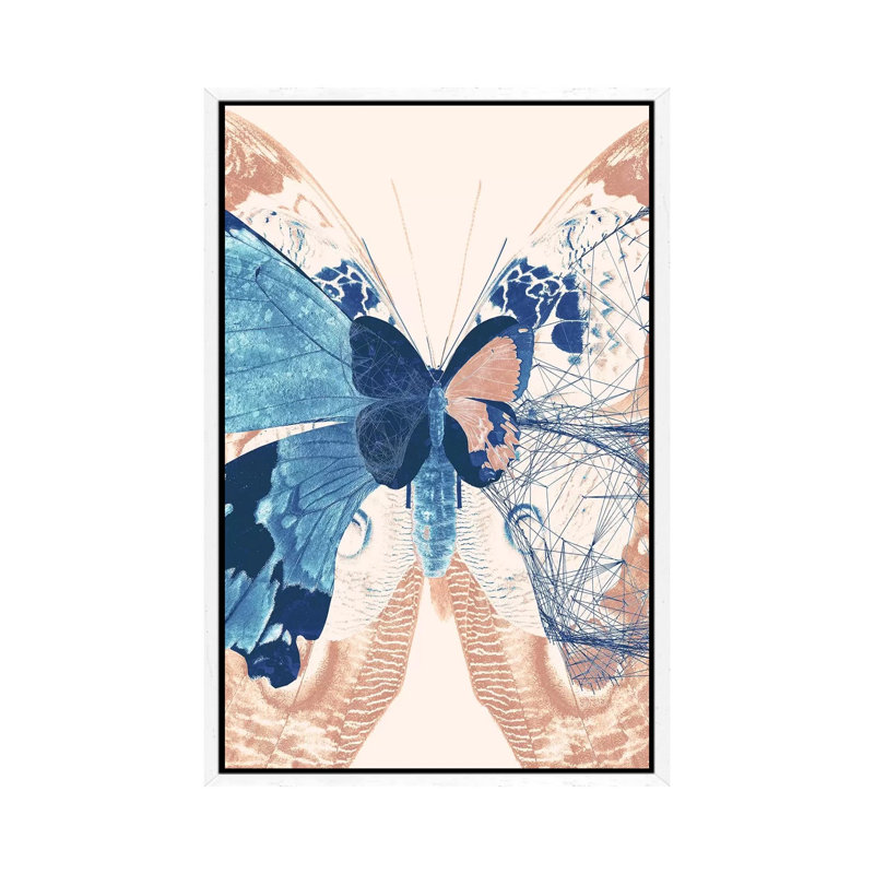 Butterfly Triptych II - Painting on Canvas, 152.4cm H x 101.6cm W x 3.81cm D, White Framed
