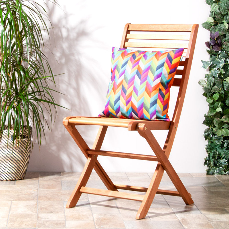 Herringbone Print Indoor-Outdoor Cushion, Multicolour