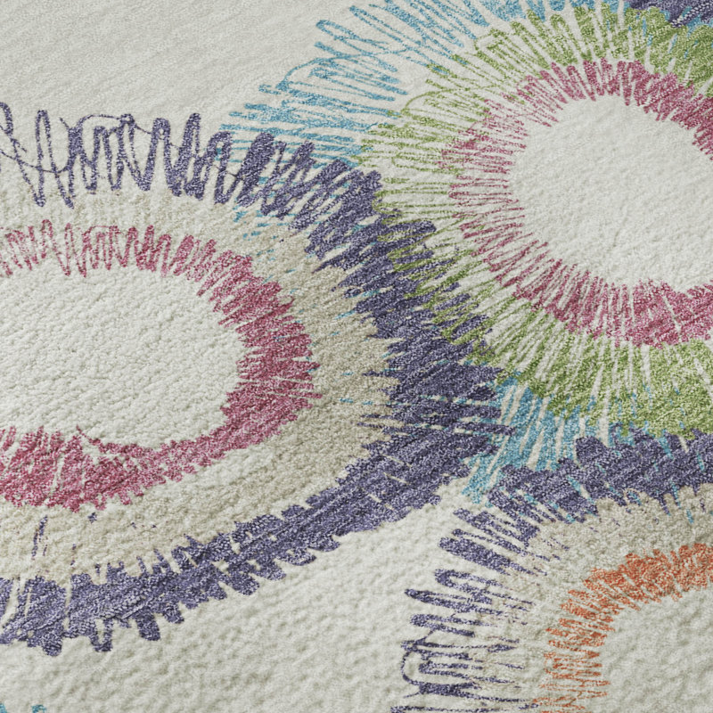 Premium Machine Washable Mayfield AMF2278 Geometric Rug, Pearl, 5' x 7'6"