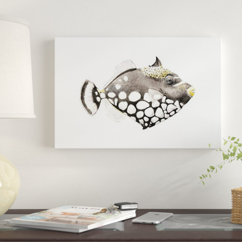 « tropical matin triggerfish », impression sur toile tendue, H 8 po x l 12 po x P 0,75 po, Toile tendue, Pas de tapis