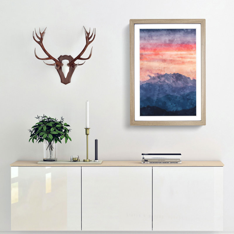 Swiss Mountain - Framed Print, 63cm H x 45cm W x 2cm D, Oak Framed