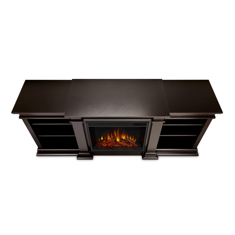 Fresno TV Stand with Fireplace, Dark Walnut