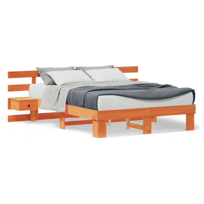 Solid Pine Wood And Solid Pine Wood, Brown, European Kingsize (160 x 200 cm)
