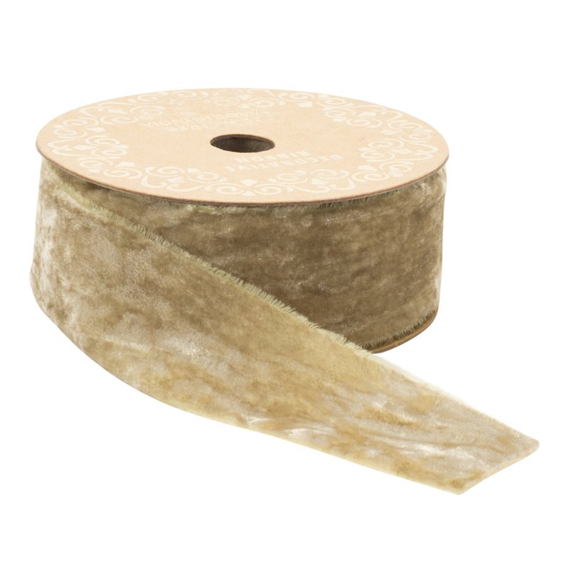 Ruban de velours à bord brut, H 2,5 po x l 360 po x P 2 po, Beige