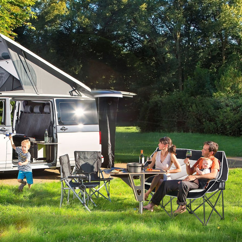 Causeuse pliante surdimensionnée avec porte-gobelets et porte-bouteilles - Chaise de camping portative