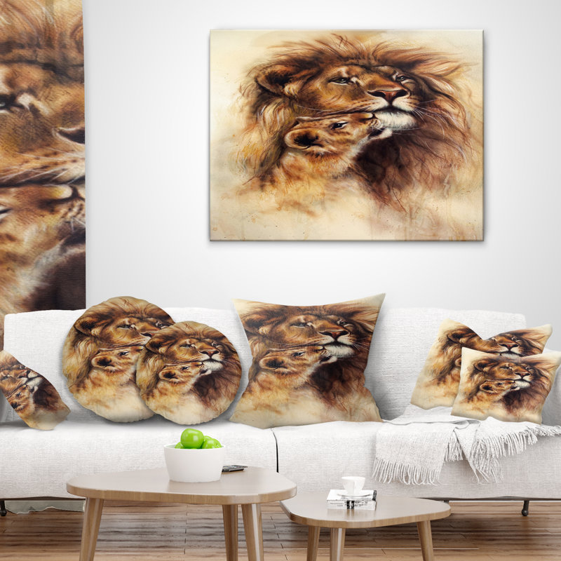 Coussin décoratif "Lionne aimante"