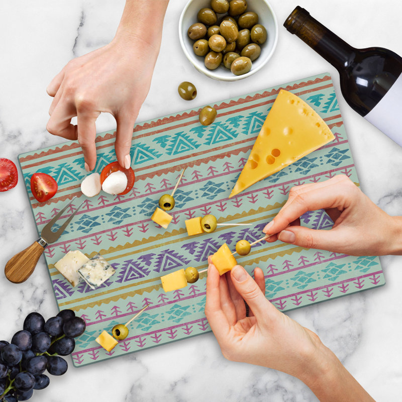 Ambesonne Orange and Pink Cutting Board Large Triangle Arrows Multicolor