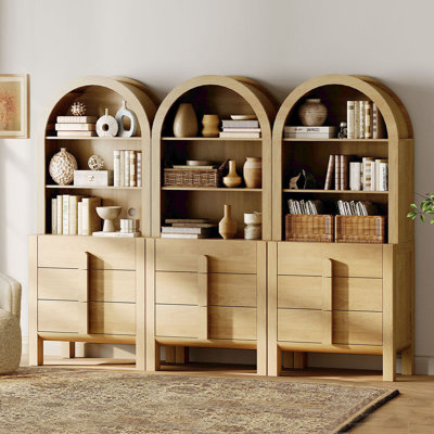 Bibliothèque 71 po H 71 po x l 94,5 po, bibliothèque moderne à 9 niveaux avec rangement ouvert, vitrine en bois avec tiroir et tablettes, bibliothèque polyvalente pour le salon, le bureau et le bureau
