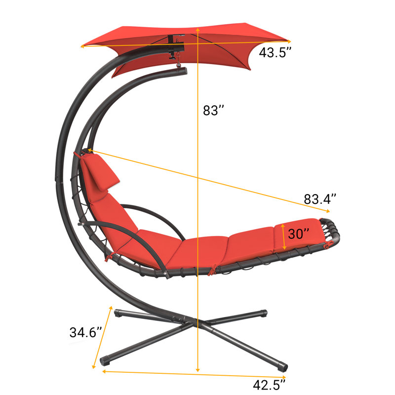 Chaise longue suspendue avec support Gellert, Orange