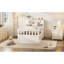 Lit plateforme simple avec options de rangement amovibles - blanc, grande taille et 4 tablettes blanches