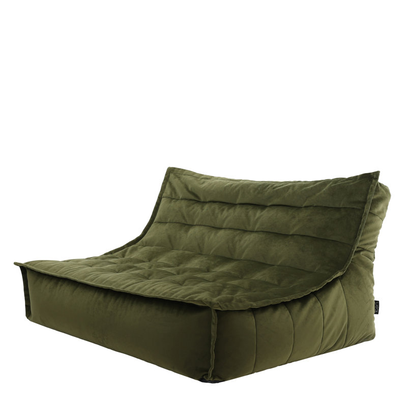 Kota Velvet Bean Bag Sofa, Olive Green