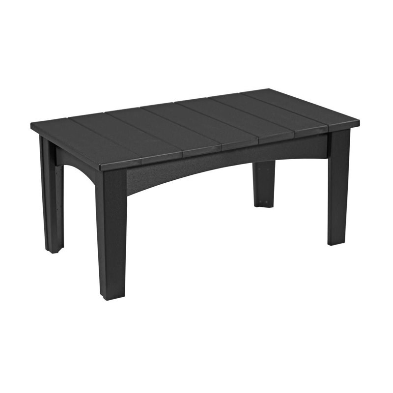 Rochele Rectangular Outdoor Coffee Table With Umbrella Hole , 39'' in. W 22'' in. D, Black, Black