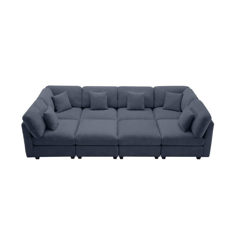 Nicholson 8-piece Sleeper Sofa Sectional, Dark Gray Corduroy