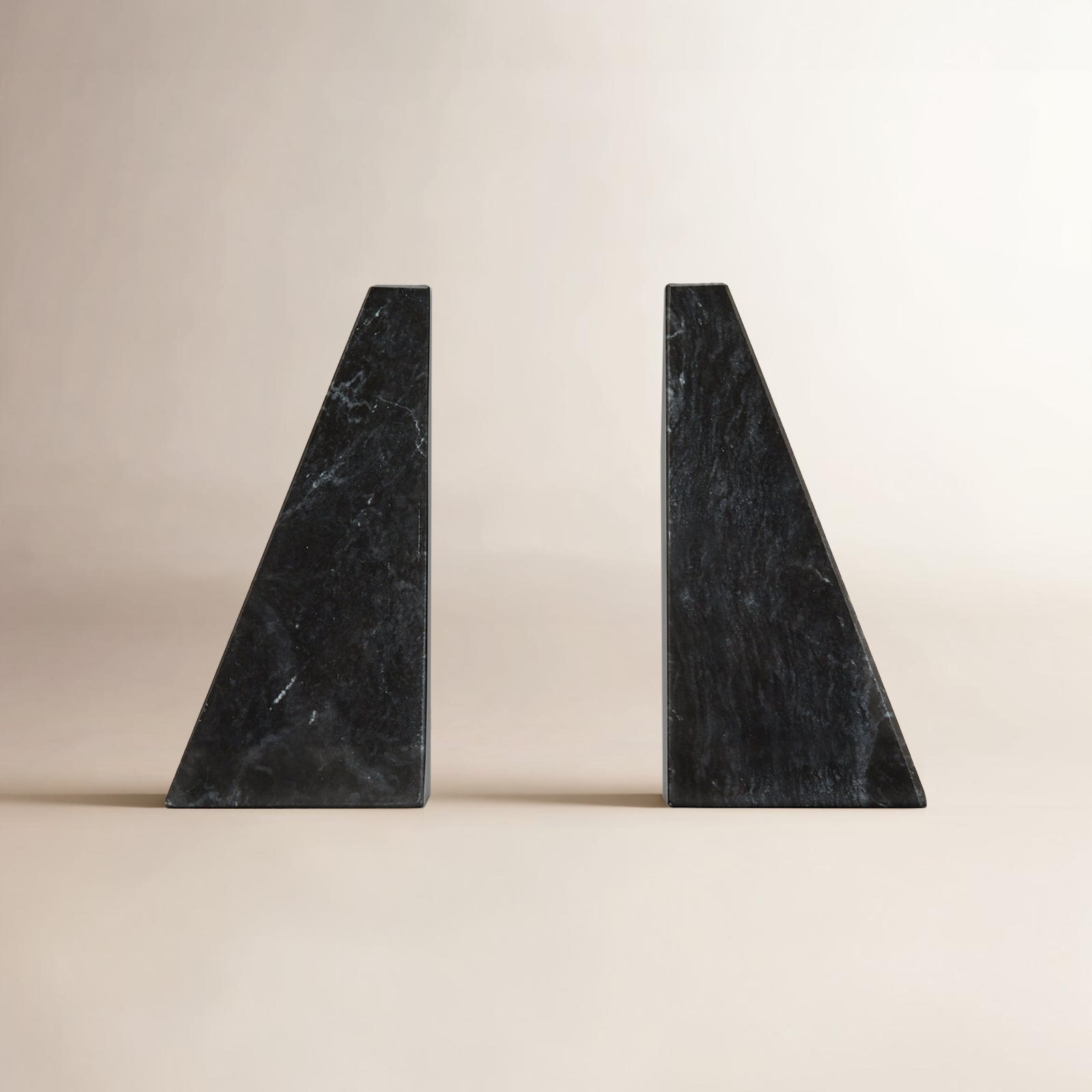 Genuine Marble Office Bookends, Black