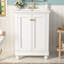 Meuble-lavabo moderne, conception simple et élégante avec rangement à fermeture en douceur, tablette réglable, meuble-lavabo avec lavabo en céramique-130000311