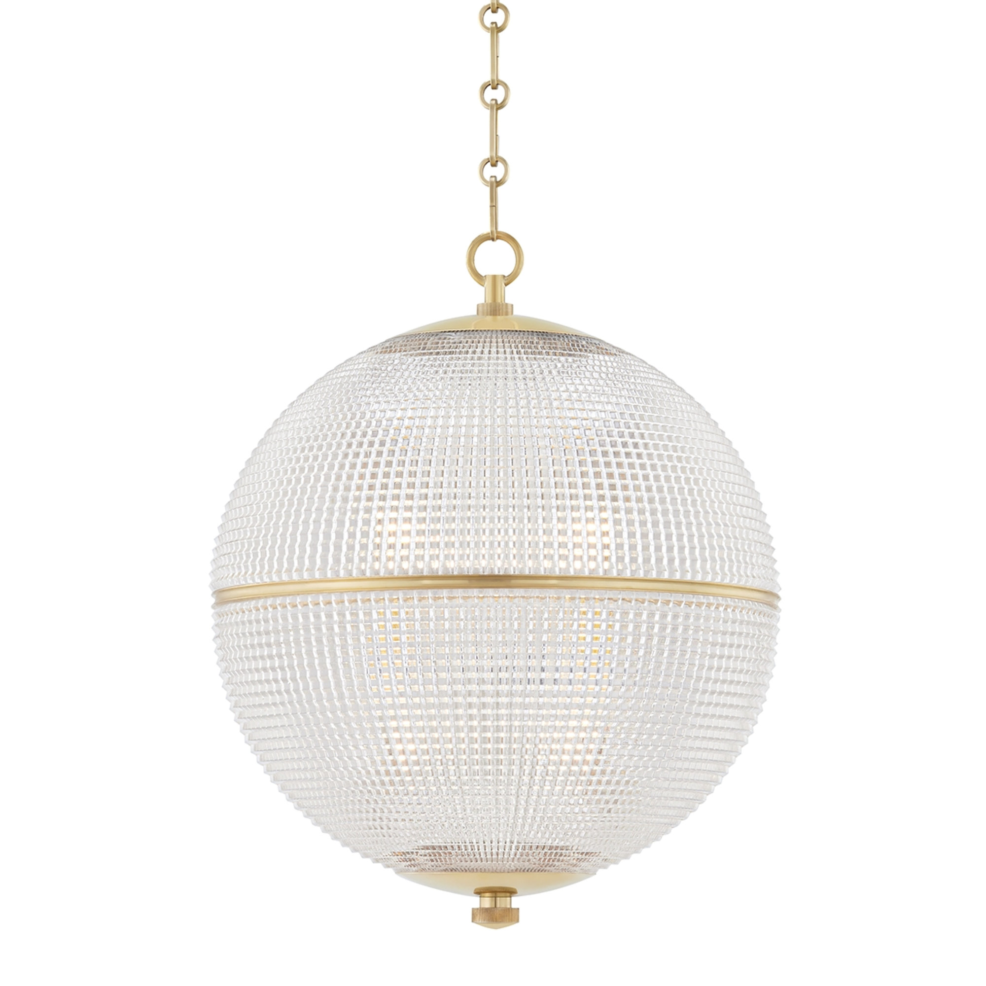 Sphere No. 3 Pendant by Mark D. Sikes, Aged Brass, 22.75" H x 18.25" W x 18.25" D