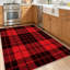 Tapis d'intérieur décoratif à carreaux tartan noir lavable à la machine-504870381