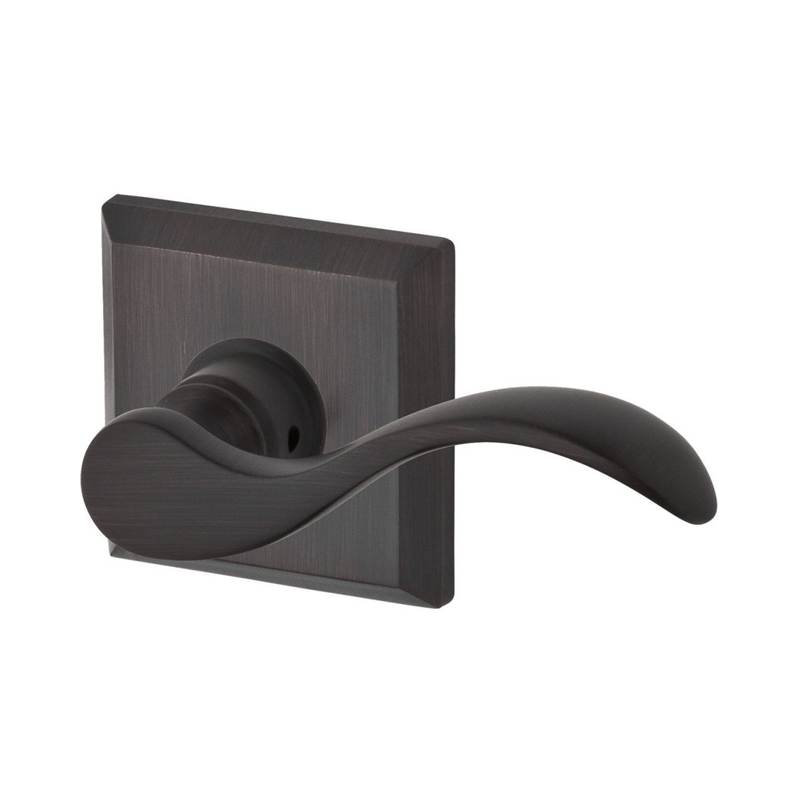 Curve Single Dummy Door Lever with Traditional Square Rose, Venetian Bronze, Right
