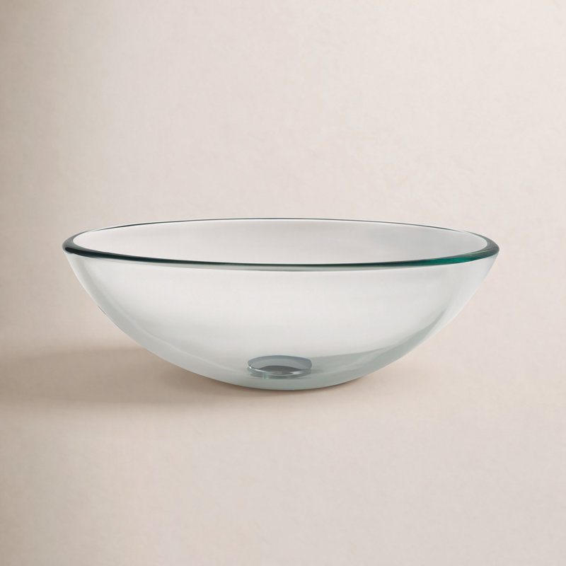Lavabo de salle de bain vasque circulaire en verre, Transparent