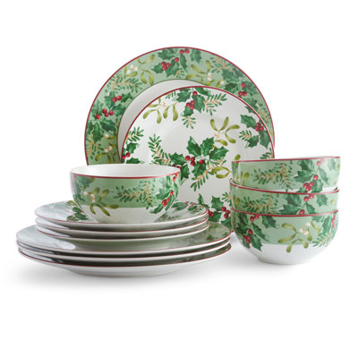 Christmas Foliage 12 Piece Dinnerware Set, Service for 4