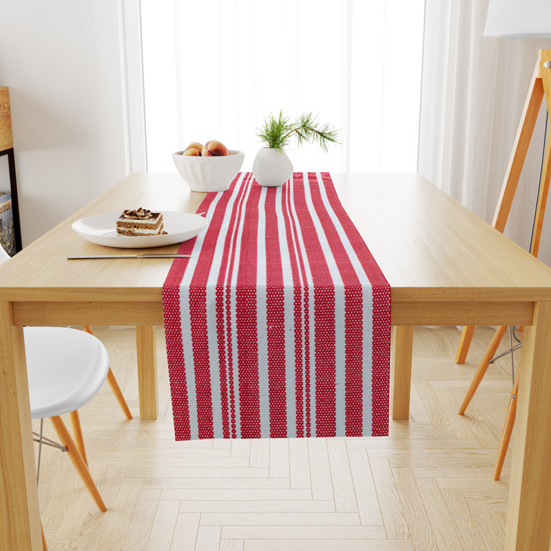 Aliki Striped 100% Cotton Table Runner, Red