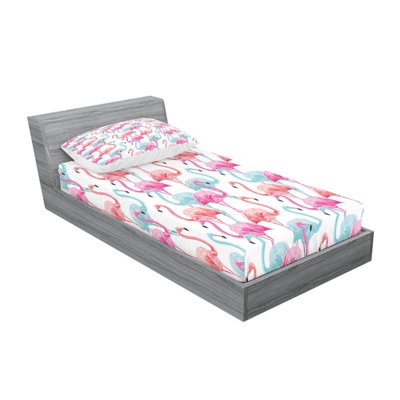 Drap-housse et coussin décoratif Ambesonne Turquoise, bleu blanc pâle, Twin Fitted Sheet Set + 2 Pillow Cases