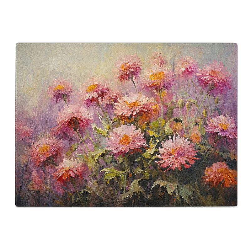 Chrysanthemums Gestural No.2  Glass Chopping Board
