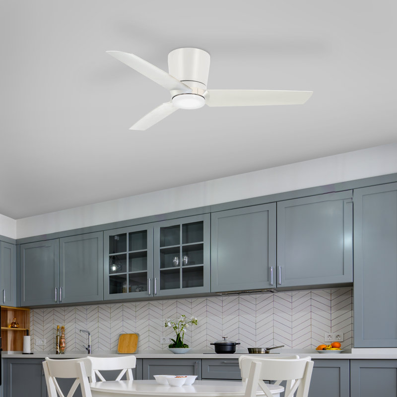 48" Pure 3 - Blade LED Standard Ceiling Fan with Wall Control and Light Kit Included, White