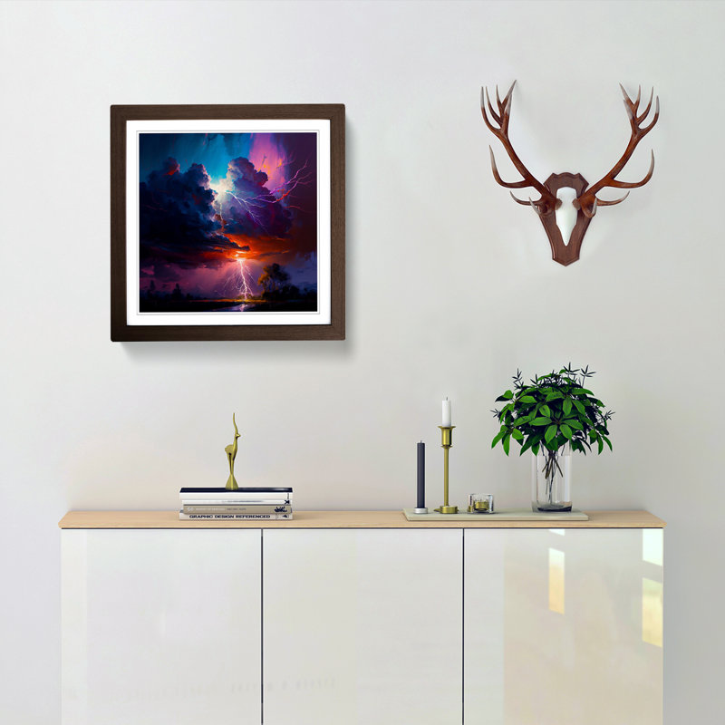 Thunderstorm Palette Knife Painting - Framed Print, Walnut