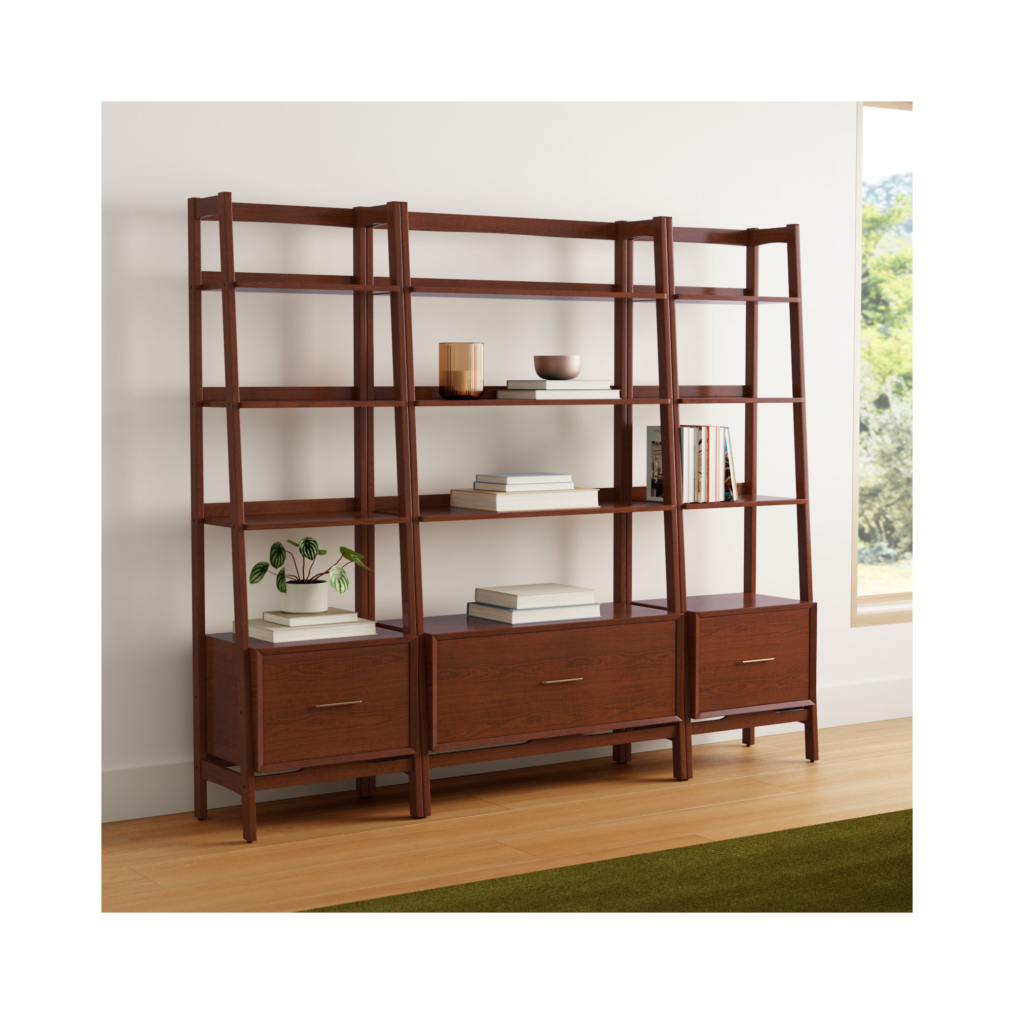 Stiles Wide Ladder Bookcase, Brown