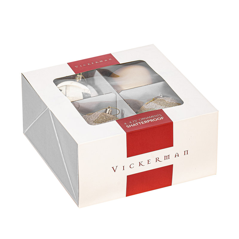 Ornement boule de Noël (ensemble de 24), H 4,75 po x l 4,75 po x P 4,75 po, Champagne, 4
