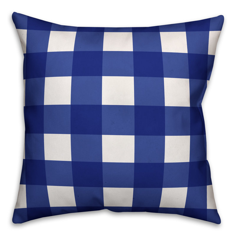 Checkered Reversible Throw Pillow, Florida, Blue/Orange