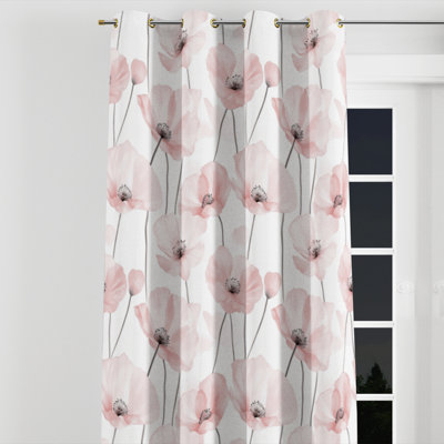 Rideaux occultants à motif floral - rideau à œillets French Country Blush Poppies - 1 panneau