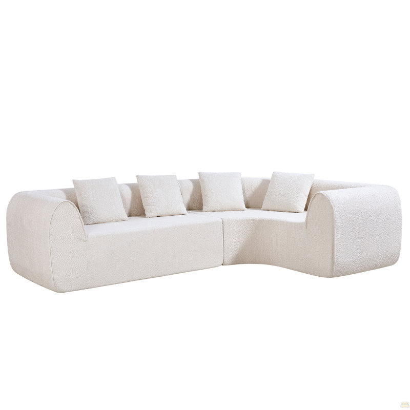 Canapé modulaire incurvé moderne en L de 110 po avec éponge entièrement compressée haute densité, ensemble de 2 pièces, entièrement assemblé faisant face à la droite, pour le salon, le salon