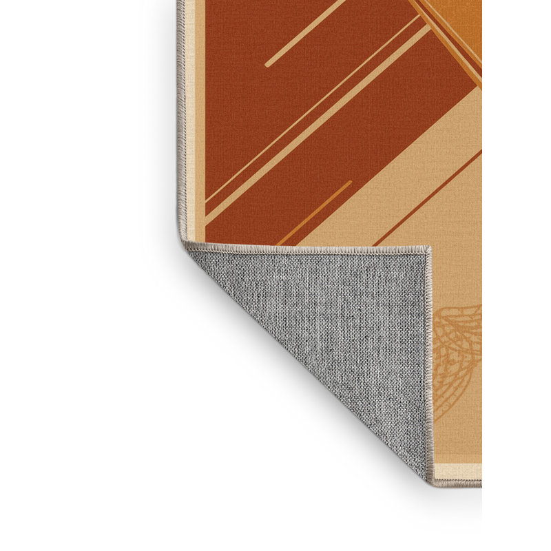 Machine Washable Easton Milkshake Vintage Vintage Look Rug in Brown – Beige Binding, 3x5