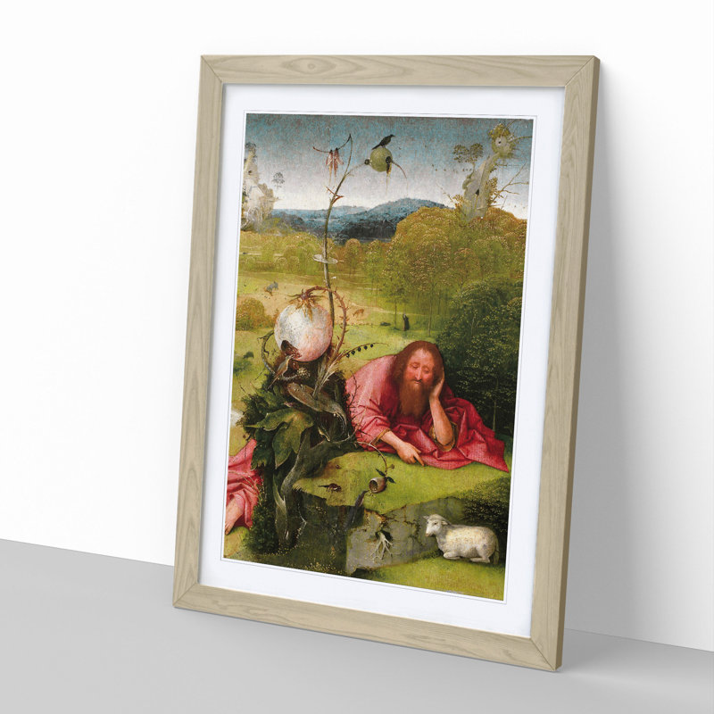 John the Baptist by Hieronymus Bosch - Picture Frame Painting, 65cm H x 48cm W x 2cm D, Oak Framed