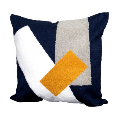 Indoor / Outdoor Blue Square Throw Cushion Cover