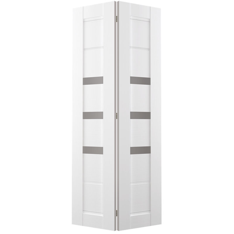 Porte pliante en bois manufacturé et en verre Rita, 48 po x 79,38 po, Blanc