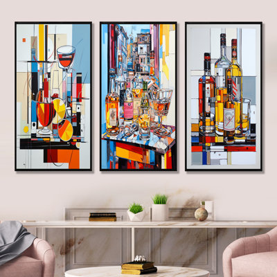 Abstrait «Popart Charm» - ensemble de 3 impressions sur toile