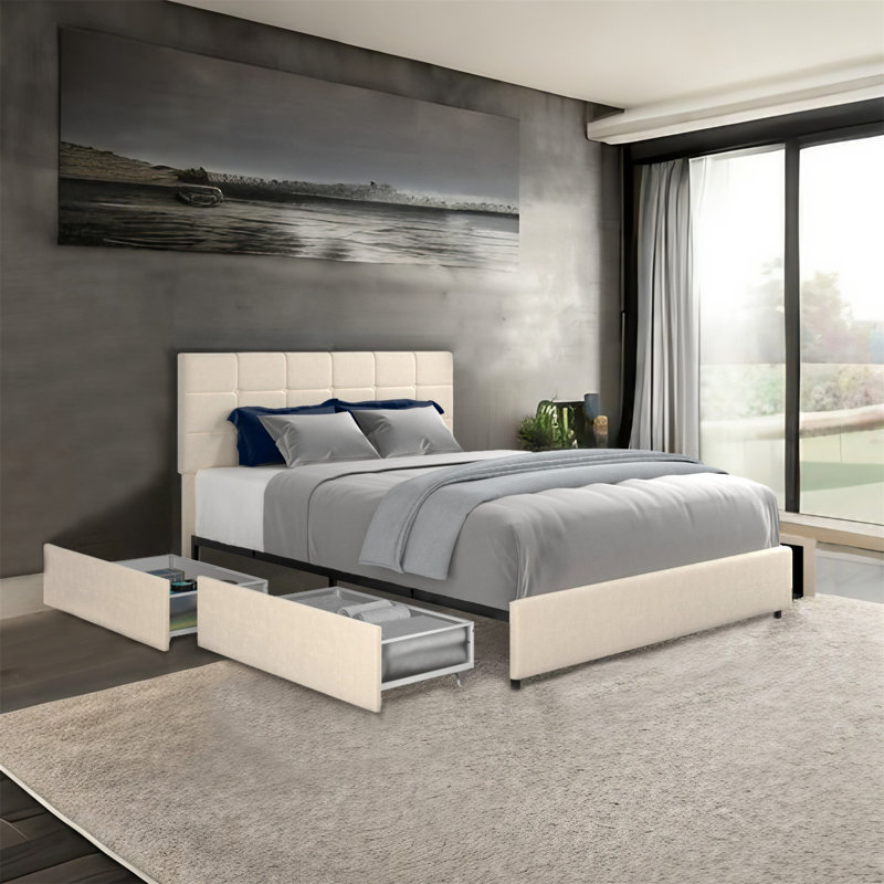 Velvet Upholstered Platform Bed