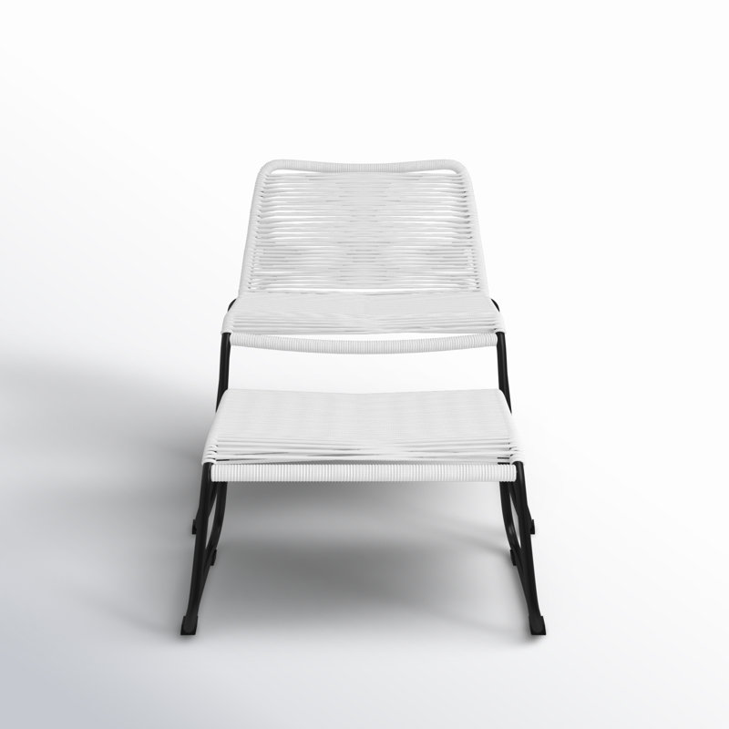 Barclay Patio Chair and Ottoman, White Cord