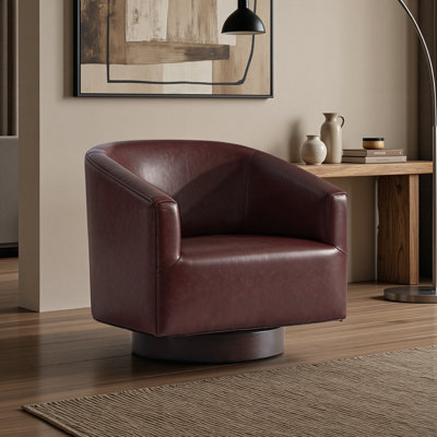 31.1" W Upholstered Swivel Barrel Chair