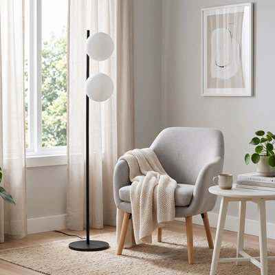 Lampadaire géométrique contemporain noir à 2 lumières Starlight