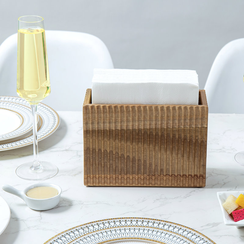 Solid Acacia Wood Upright Napkin Holder