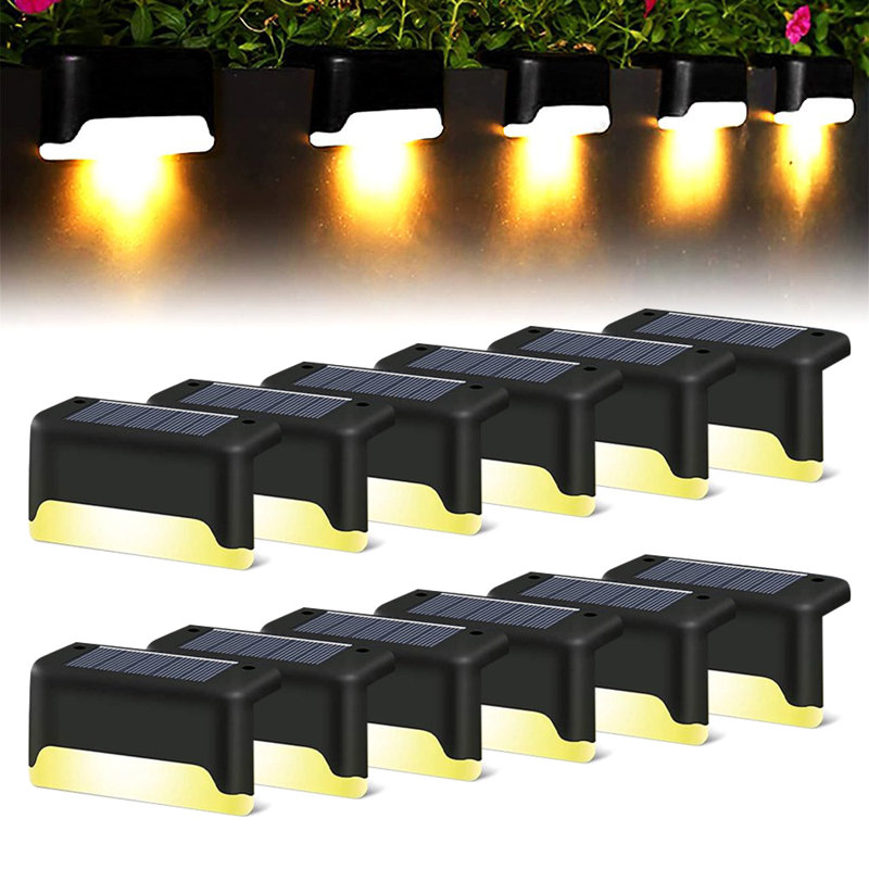 Low Voltage Solar Powered Deck Light Pack Outdoor Waterproof Step Light for Fence Patio Yard Pathway, Yellow